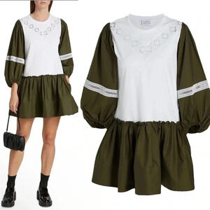 *Final Price* TANYA TAYLOR Kirstie Puff-Sleeve Olive Green X-Small NWT Oversized